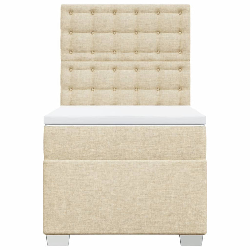 Pat box spring cu saltea, crem, 100x200 cm, textil