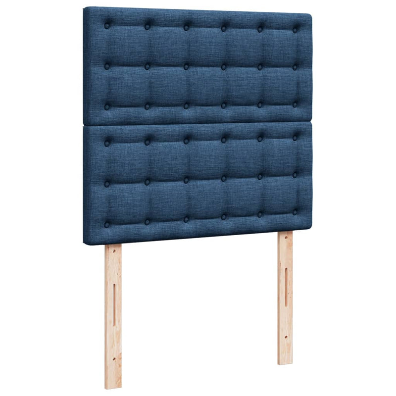 Pat box spring cu saltea, albastru, 100x200 cm, textil