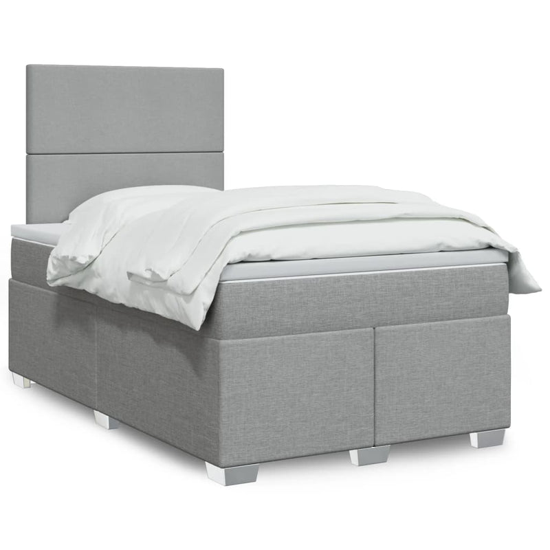 Pat box spring cu saltea, gri deschis, 120x190 cm, textil