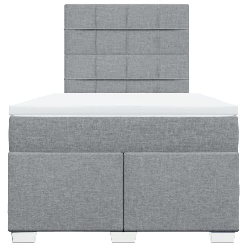 Pat box spring cu saltea, gri deschis, 120x190 cm, textil