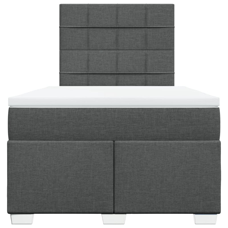 Pat box spring cu saltea, gri închis, 120x190 cm, textil