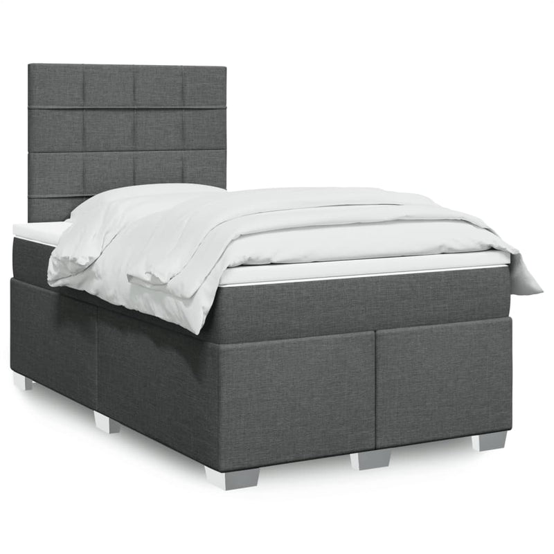 Pat box spring cu saltea, gri închis, 120x190 cm, textil