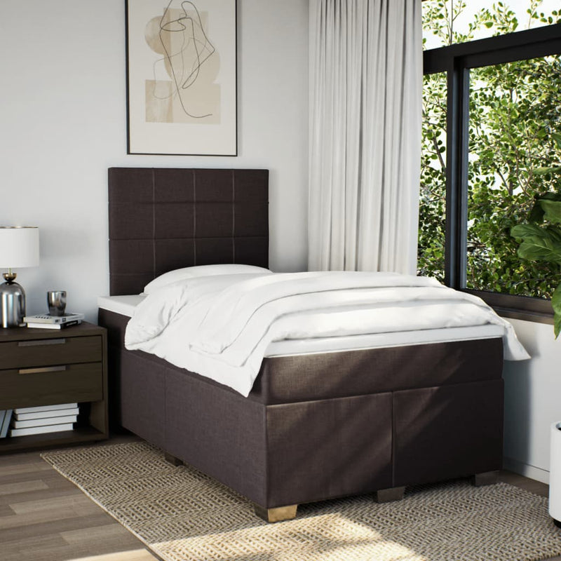 Pat box spring cu saltea, maro închis, 120x190 cm, textil