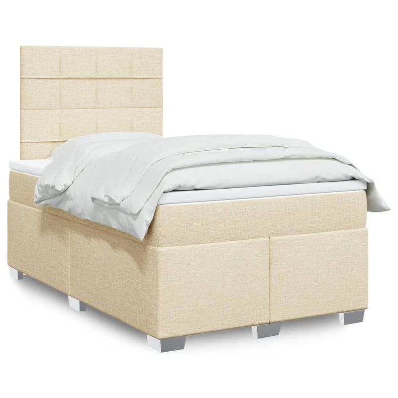 Pat continental cu saltea, crem, 120x190 cm, textil