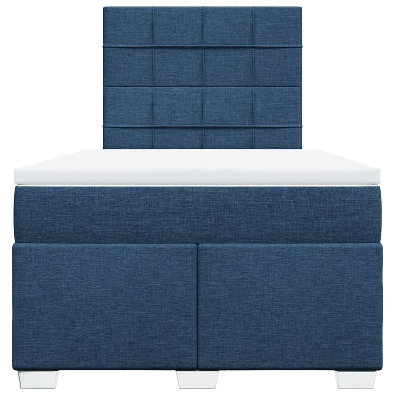 Pat box spring cu saltea, albastru, 120x190 cm, material textil