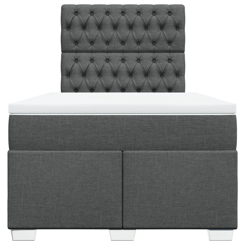 Pat box spring cu saltea, gri închis, 120x190 cm, textil