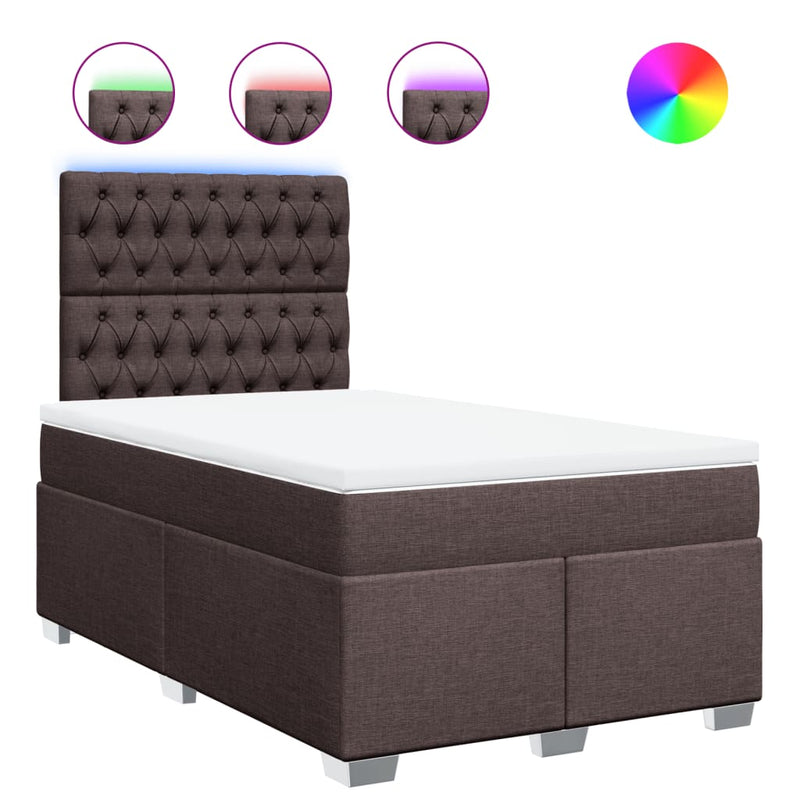 Pat box spring cu saltea, maro închis, 120x190 cm, textil