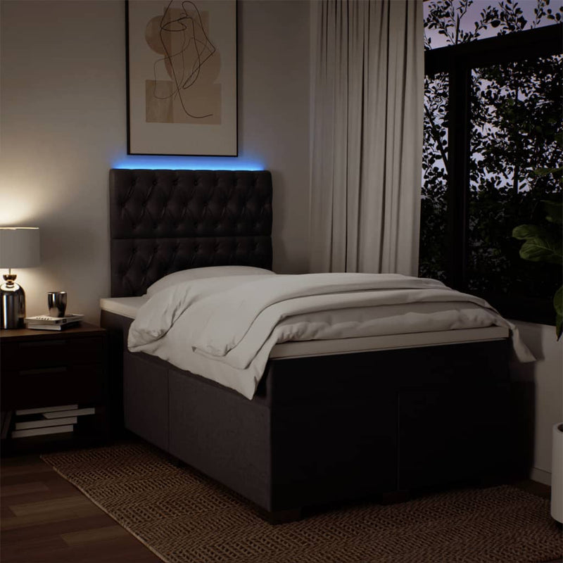 Pat box spring cu saltea, maro închis, 120x190 cm, textil