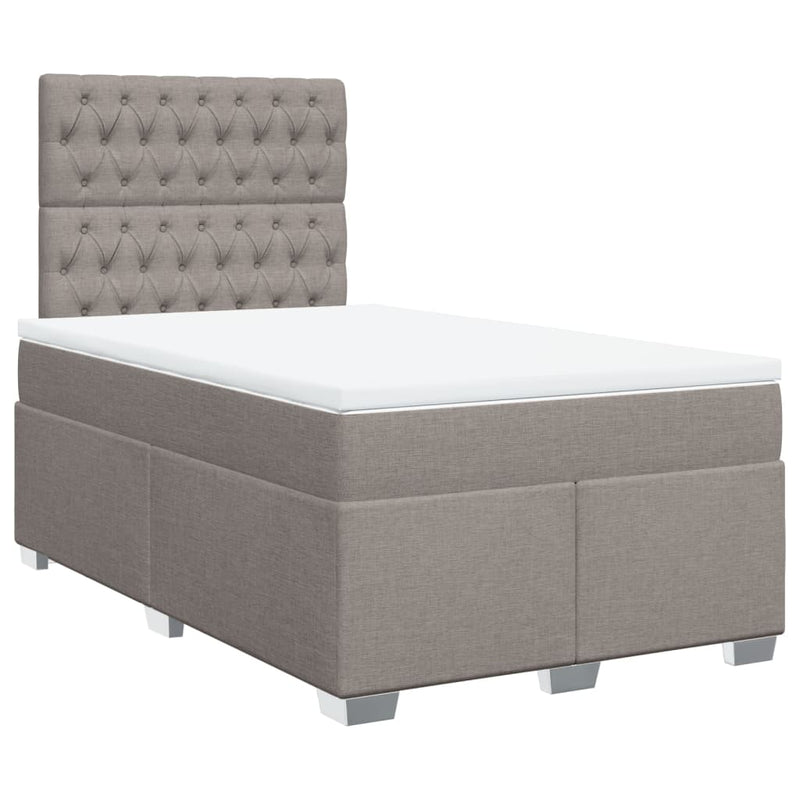 Pat box spring cu saltea, taupe, 120x190 cm material textil