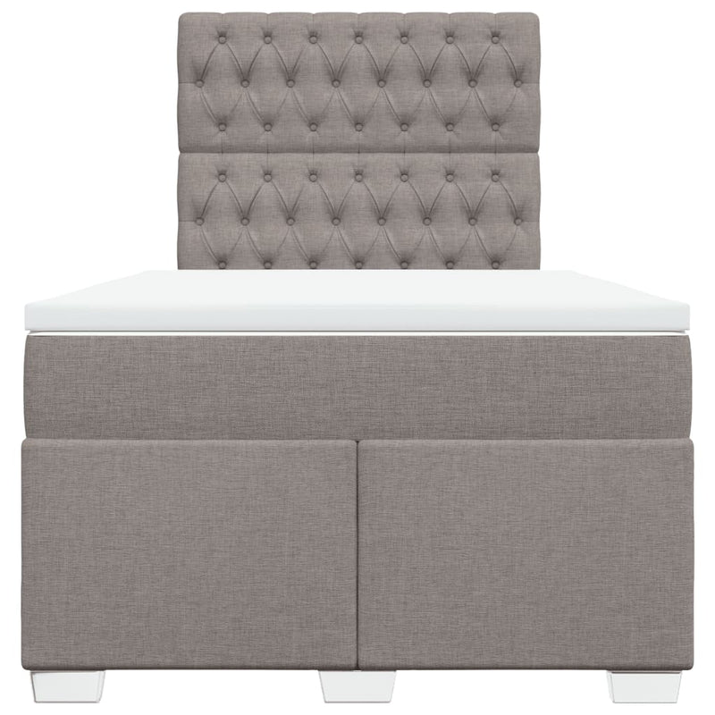 Pat box spring cu saltea, taupe, 120x190 cm material textil