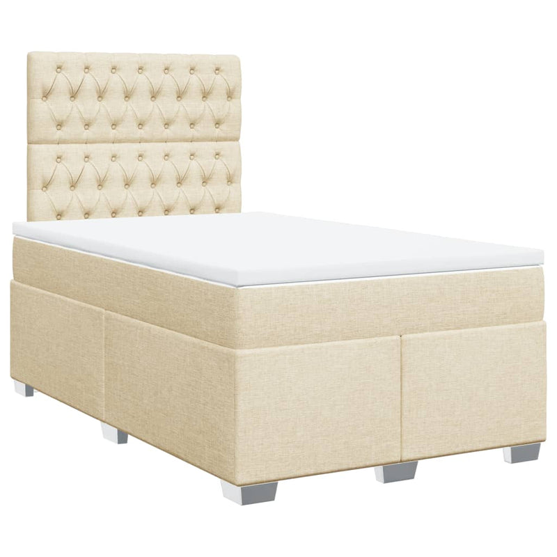 Pat continental cu saltea, crem, 120x190 cm, textil