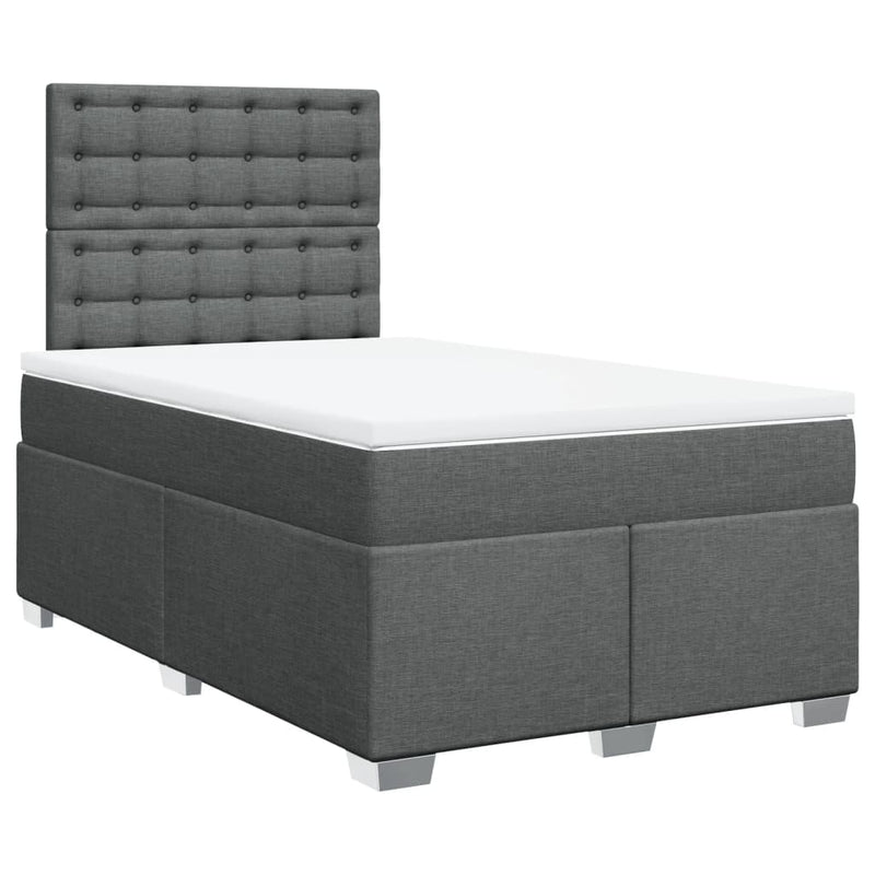 Pat box spring cu saltea, gri închis, 120x190 cm, textil