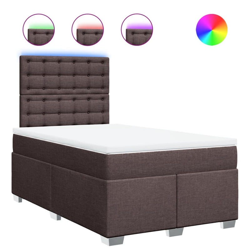 Pat box spring cu saltea, maro închis, 120x190 cm, textil