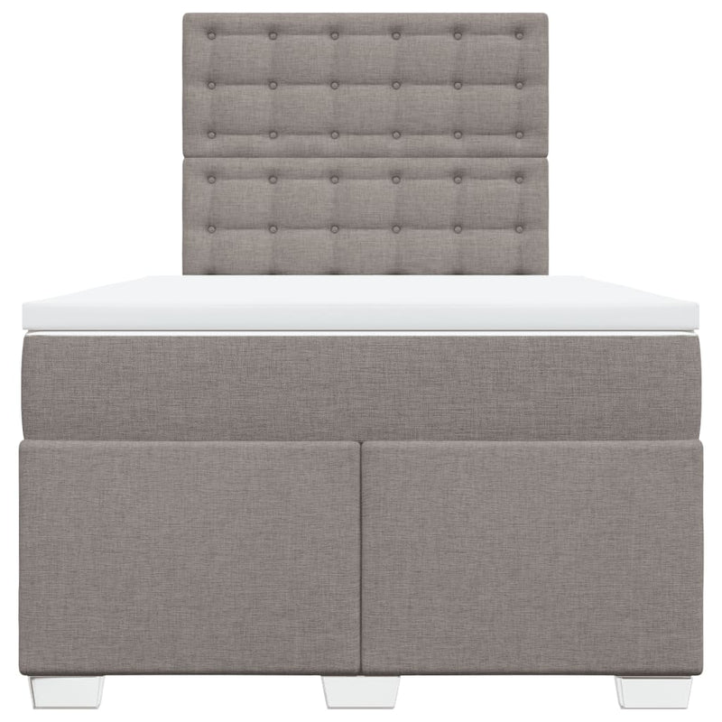 Pat box spring cu saltea, taupe, 120x190 cm material textil