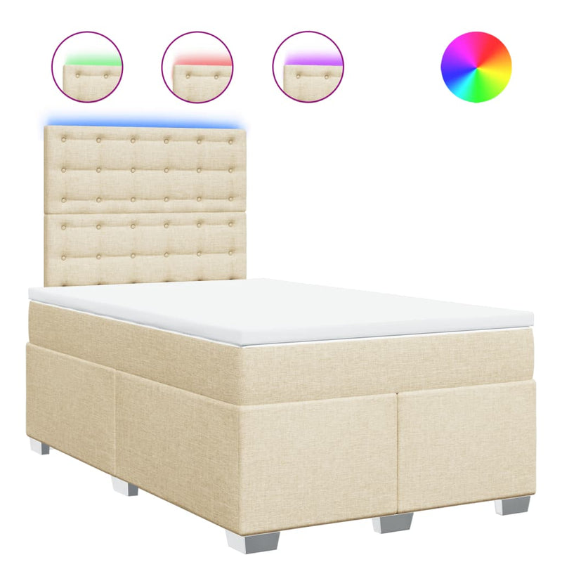Pat continental cu saltea, crem, 120x190 cm, textil