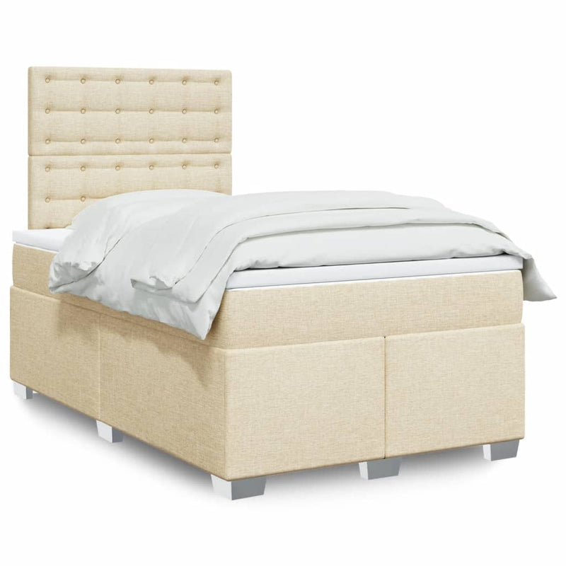 Pat continental cu saltea, crem, 120x190 cm, textil
