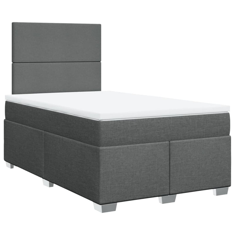 Pat box spring cu saltea, gri închis, 120x200 cm, textil