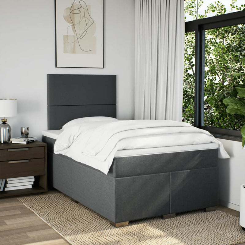 Pat box spring cu saltea, gri închis, 120x200 cm, textil