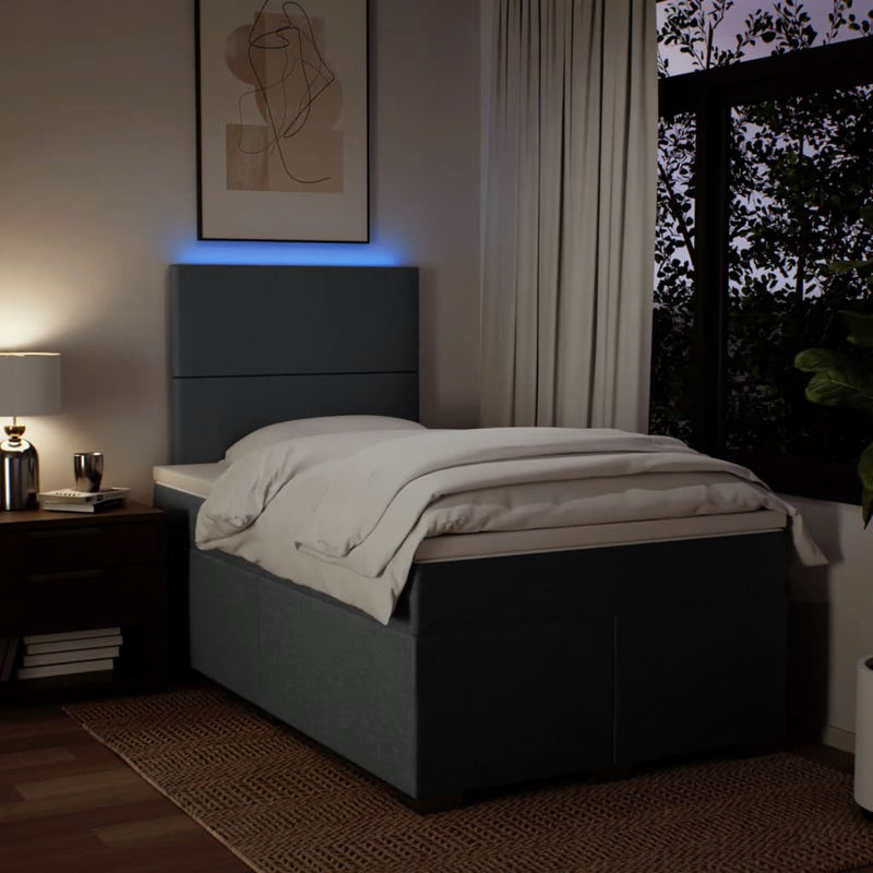 Pat box spring cu saltea, gri închis, 120x200 cm, textil