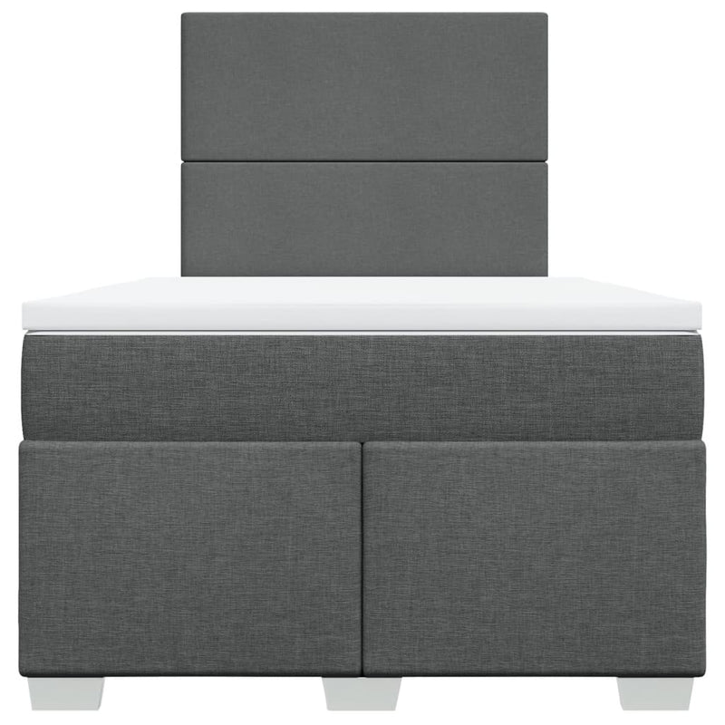 Pat box spring cu saltea, gri închis, 120x200 cm, textil