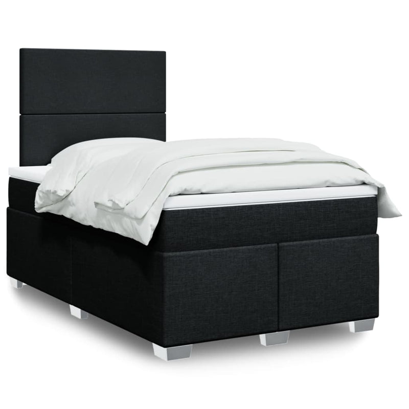 Pat box spring cu saltea, negru, 120x200 cm, textil