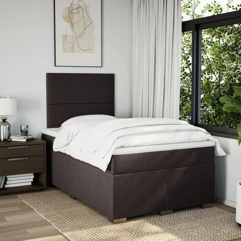 Pat box spring cu saltea, maro închis, 120x200 cm, textil