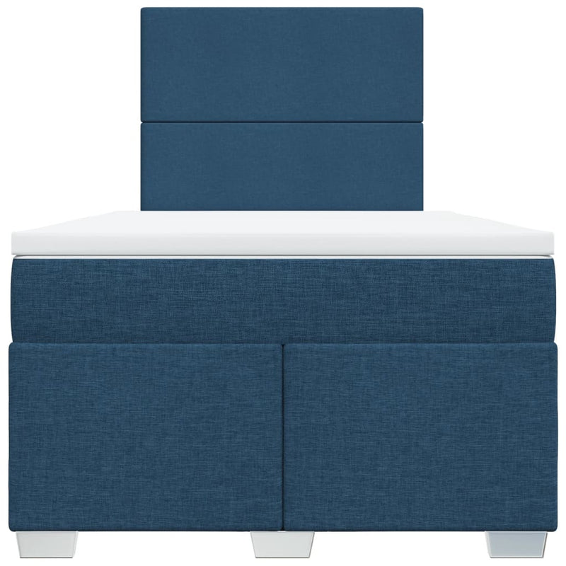 Pat box spring cu saltea, albastru, 120x200 cm, textil
