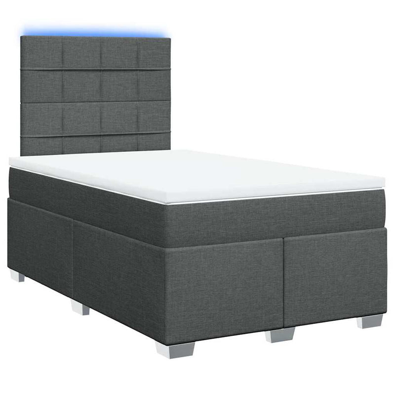Pat box spring cu saltea, gri închis, 120x200 cm, textil