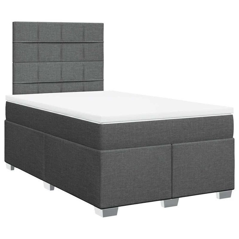 Pat box spring cu saltea, gri închis, 120x200 cm, textil
