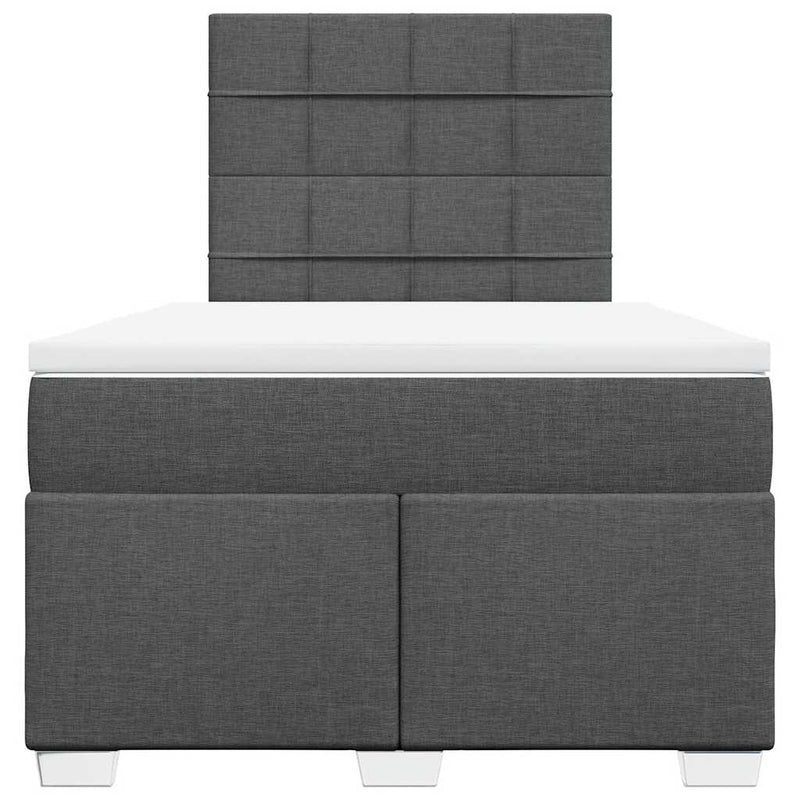 Pat box spring cu saltea, gri închis, 120x200 cm, textil