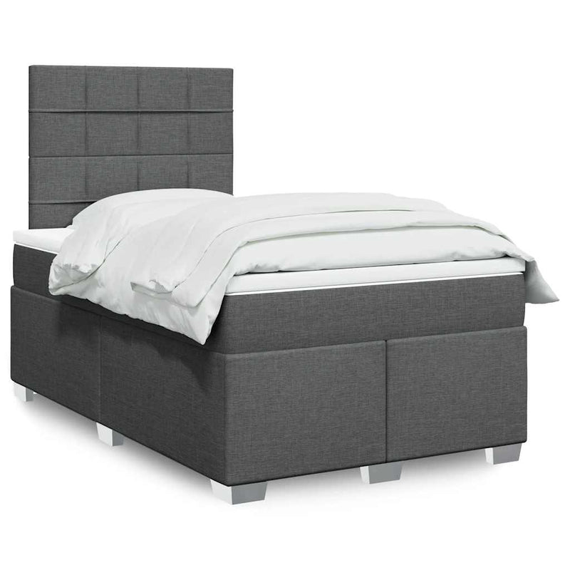 Pat box spring cu saltea, gri închis, 120x200 cm, textil