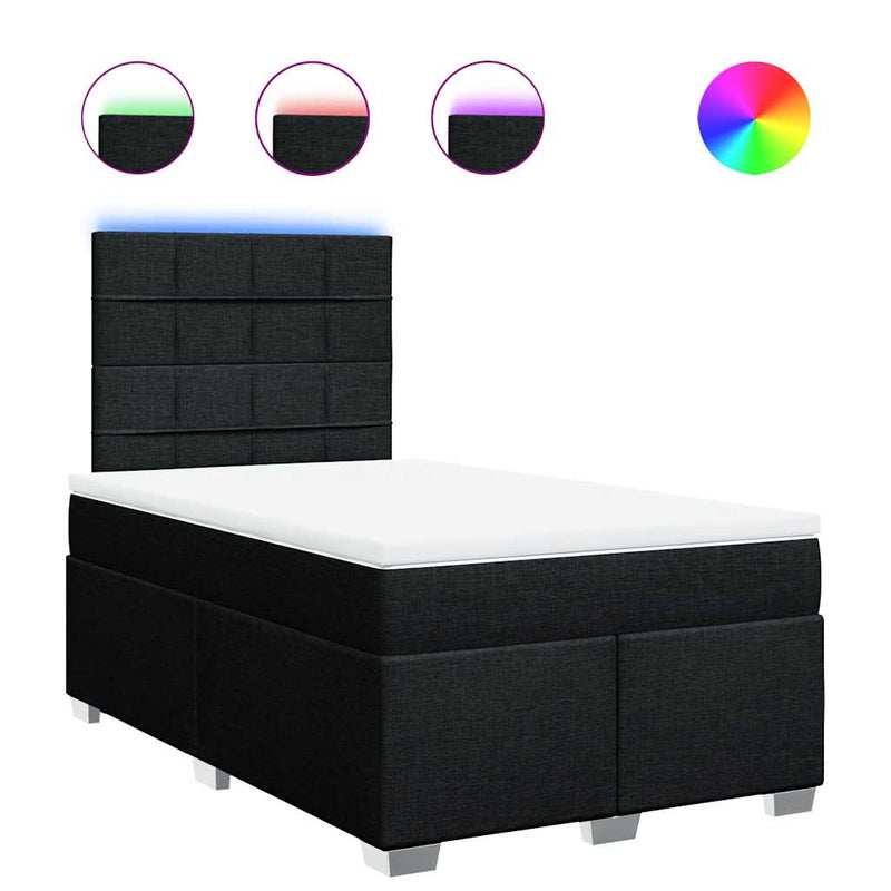 Pat box spring cu saltea, negru, 120x200 cm, textil