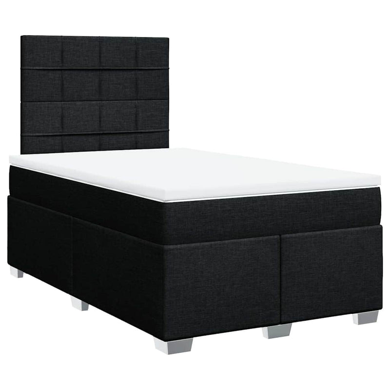 Pat box spring cu saltea, negru, 120x200 cm, textil