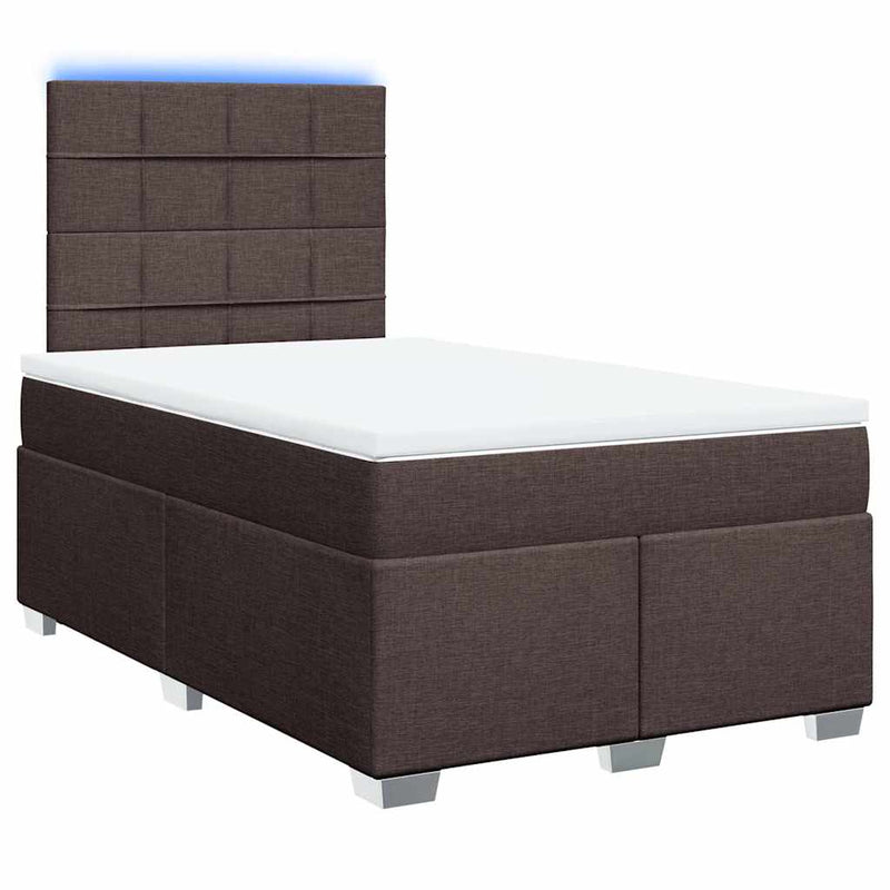 Pat box spring cu saltea, maro închis, 120x200 cm, textil