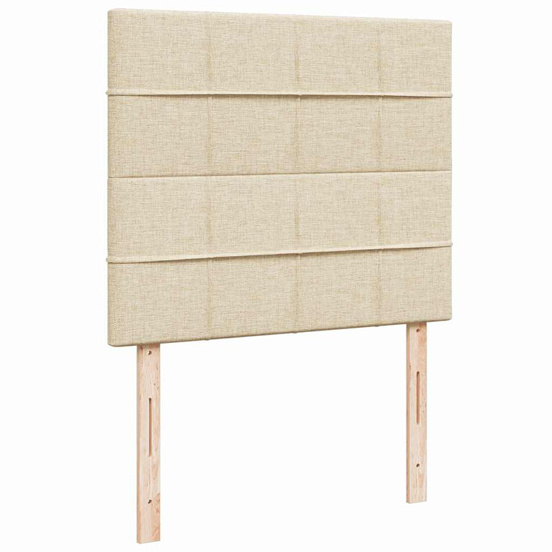 Pat box spring cu saltea, crem, 120x200 cm, textil