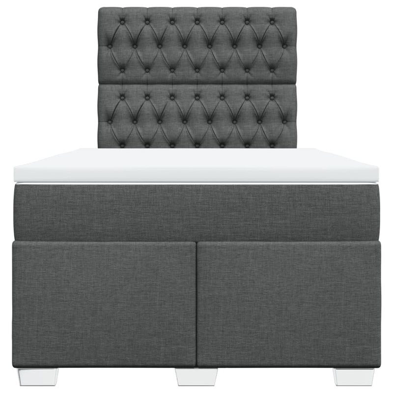 Pat box spring cu saltea, gri închis, 120x200 cm, textil