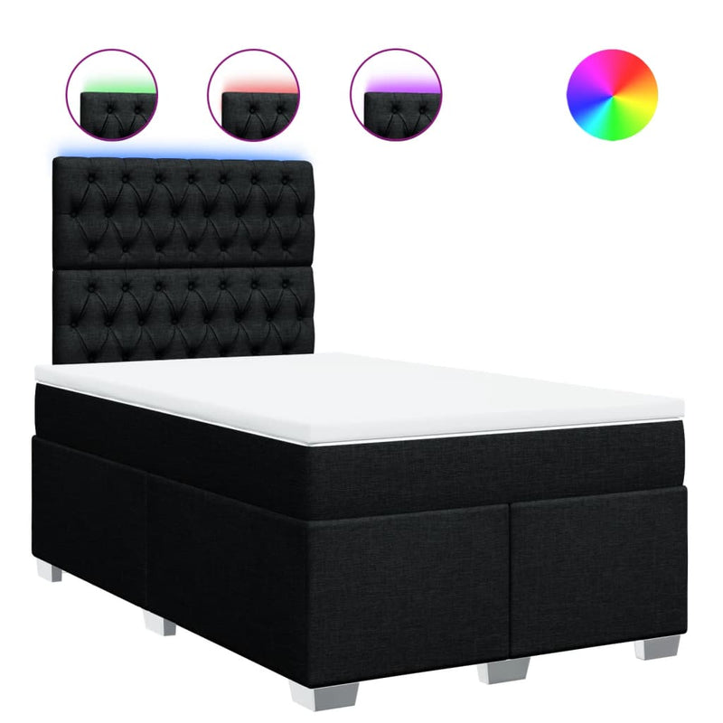 Pat box spring cu saltea, negru, 120x200 cm, textil