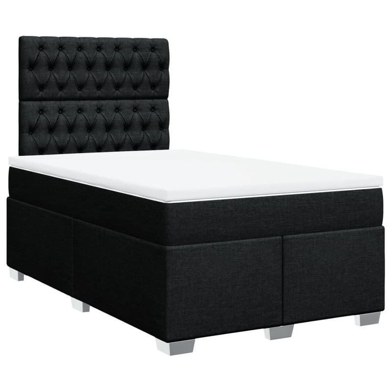 Pat box spring cu saltea, negru, 120x200 cm, textil