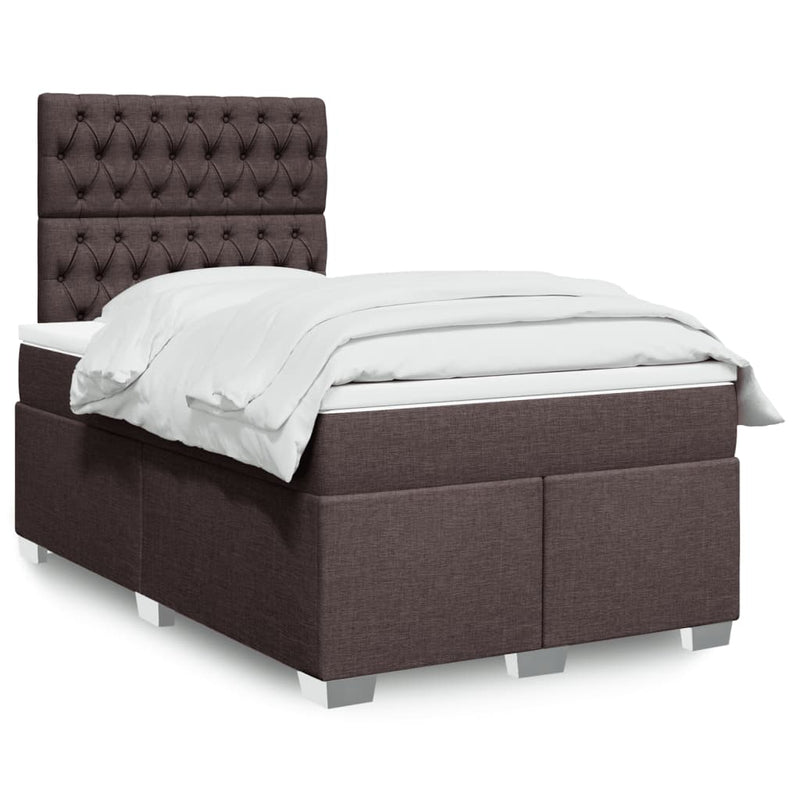 Pat box spring cu saltea, maro închis, 120x200 cm, textil