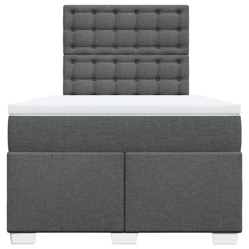 Pat box spring cu saltea, gri închis, 120x200 cm, textil