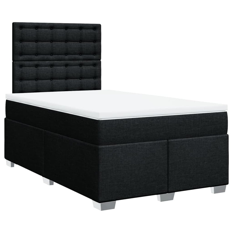 Pat box spring cu saltea, negru, 120x200 cm, textil