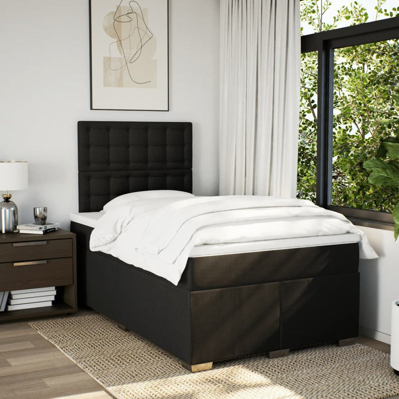 Pat box spring cu saltea, negru, 120x200 cm, textil