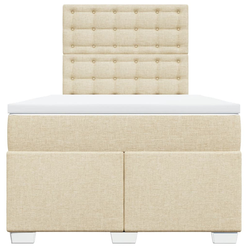 Pat box spring cu saltea, crem, 120x200 cm, textil