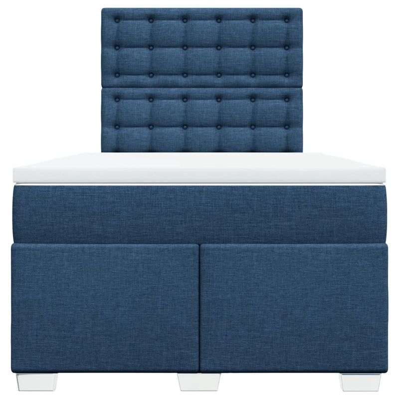 Pat box spring cu saltea, albastru, 120x200 cm, textil