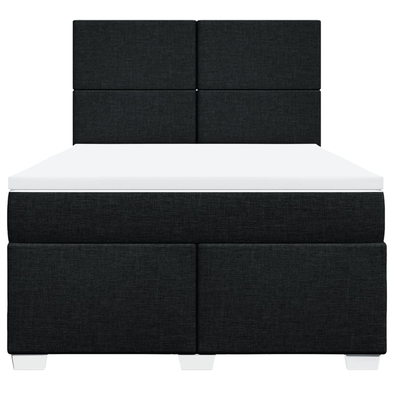 Pat box spring cu saltea, negru, 140x190 cm, textil