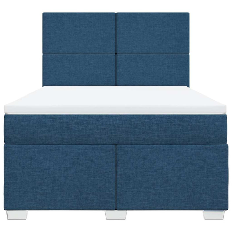 Pat box spring cu saltea, albastru, 140x200 cm, textil