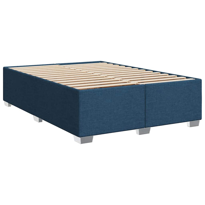 Pat box spring cu saltea, albastru, 140x200 cm, textil