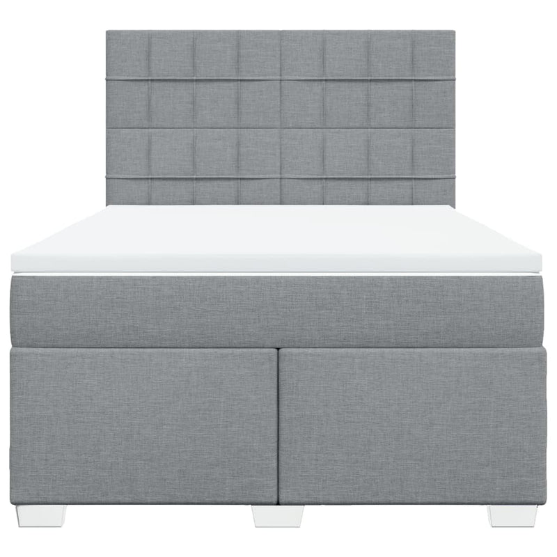 Pat box spring cu saltea, gri deschis, 140x190 cm, textil