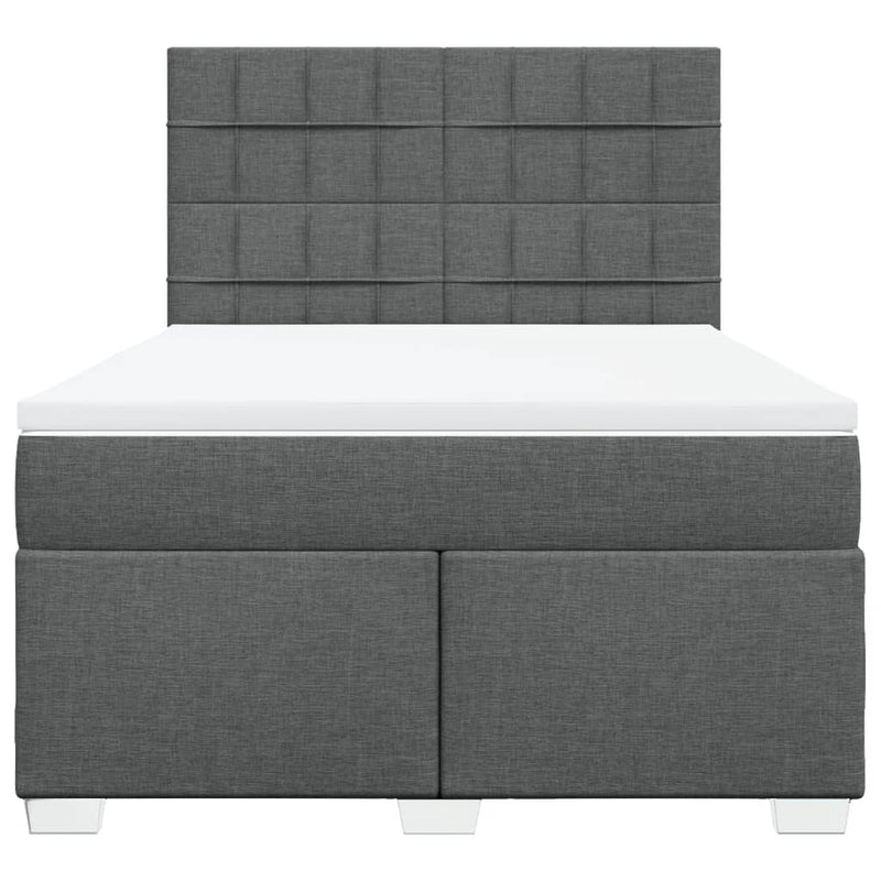 Pat box spring cu saltea, gri închis, 140x190 cm, textil