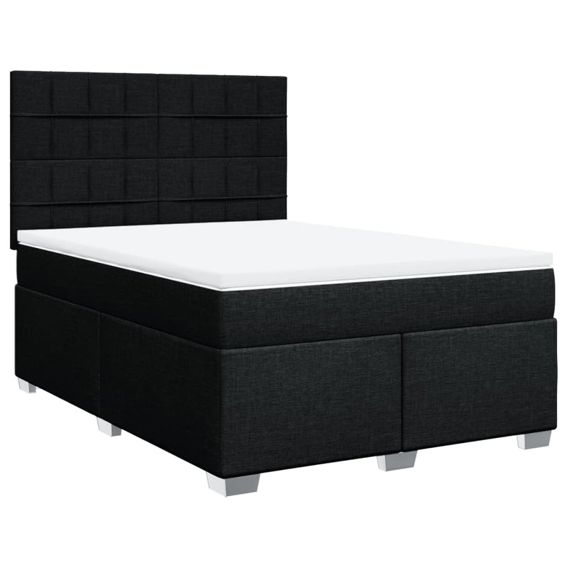 Pat box spring cu saltea, negru, 140x190 cm, textil